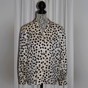 Vintage Silk Blouse Polka Dot 1980s 100% Silk jacquard MR.JAX Canada Vancouver